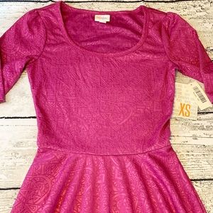 🆕 Lularoe NICOLE Dress Pink Fuschia A Line Sz XS